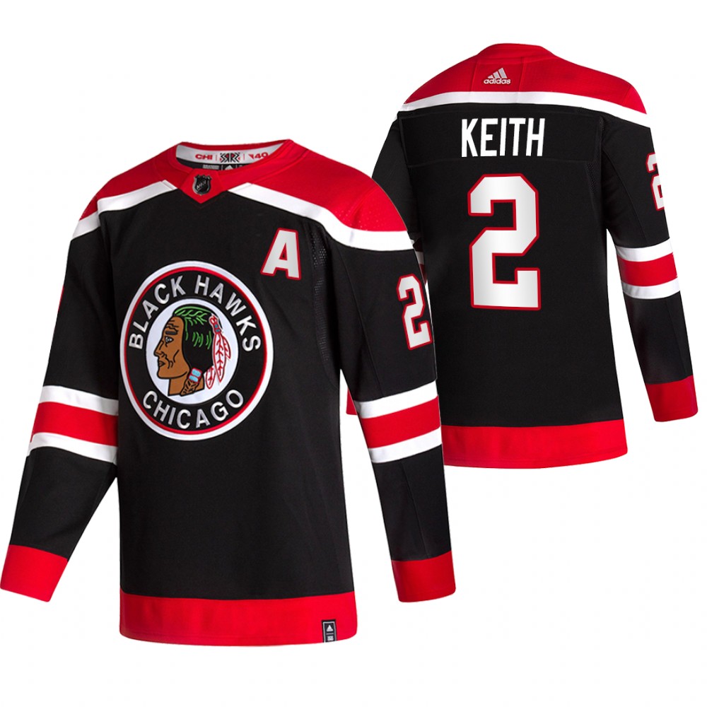 2021 Adidias Chicago Blackhawks 2 Duncan Keith Black Men Reverse Retro Alternate NHL Jersey